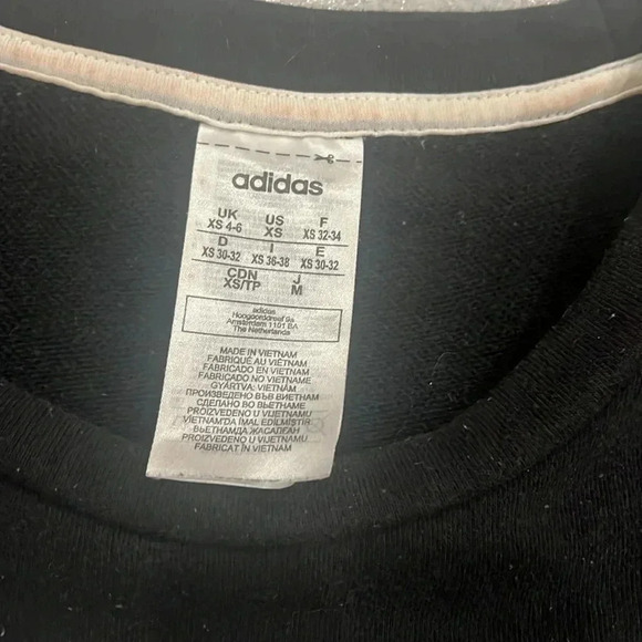 [XS] Adidas Ess Linear Fav Core all Over Print Sweatshirt Pullover FM6185  Black - Picture 6 of 8